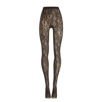 Wolford Grafische Bloemige Panty - Dames - Pantys - Bruin - M - Wol - Ondergoed