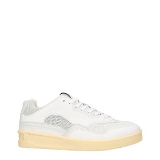 Jil Sander Witte Leren Lage Sneakers