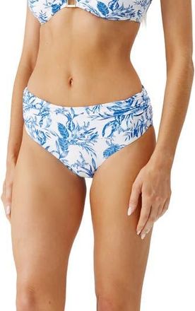 Melissa Odabash Bel Air Ruched Bikini Bottoms in Blue Leaf at Nordstrom Rack, Size 2