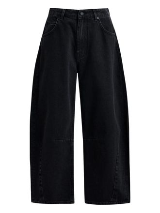 Essentiel twisted-seam cotton barrel-leg jeans - Black
