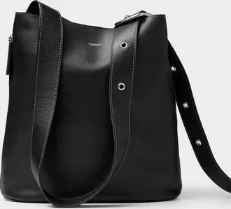 Coach Mens Bleeker black leather bucket bag