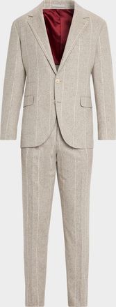 Brunello Cucinelli Mens Donegal Chalk Stripe Two-Piece Suit