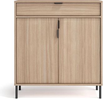 HERDASA Zapatero Con Caj&oacute;n, Modelo Alice, En Melamina Y Metal, En Color Nogal Claro