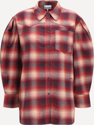 Ganni Camicia a quadri in flanella di cotone Woman 38