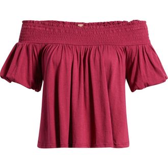 Free People Mabel Off the Shoulder Top in Sangria at Nordstrom, Size X-Large