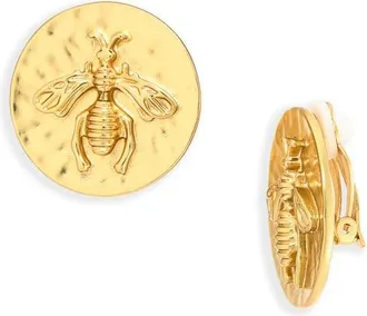 Karine Sultan Queen Bee Clip-On Earrings in Gold at Nordstrom