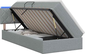 vidaXL Cama De Almacenamiento Led Con Colch&oacute;n Gris Claro 100 X 200 Cm Vidaxl