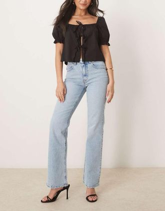 Gina Tricot Gina Tricot mid rise bootcut flare stretch jeans in light wash blue