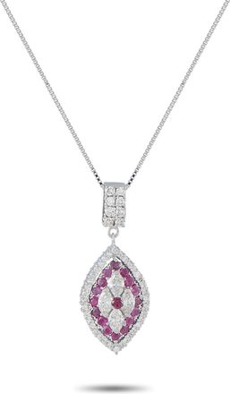 Luxury Bazaar Platinum 0.75ct Diamond and Ruby Pendant Necklace MF10-041326