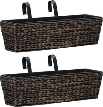 vidaXL Planters 2 pcs Water Hyacinth Brown Vidaxl