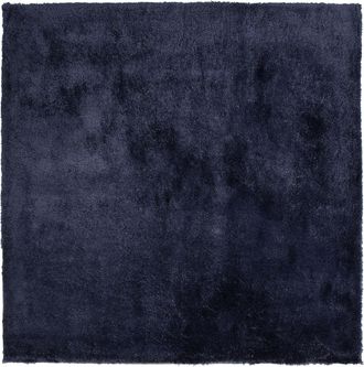 Beliani Beliani - Alfombra Azul Oscuro 200 X 200 Cm Poli&eacute;ster Hecho A Mano Pelo Largo Evren