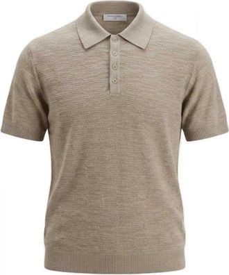 Daniele Fiesoli Polo Lino Cotone - Heren - Polos - Beige - L - Katoen - Tops