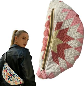 Generic Vintage-Inspired Patchwork Quilted Sling Bag, Handmade Quilted Crossbody Shoulder Bag Bohemian Fabric Shoulder Satchel ( A)