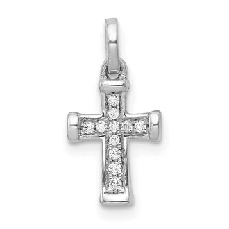 Diamond2Deal 10K Gold Small 1/20ct. Diamond Latin Cross Pendant