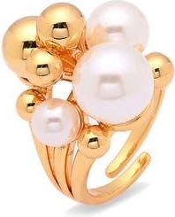 Eye Candy Los Angeles Thea Faux Pearl Cluster Statement Ring in Gold at Nordstrom Rack