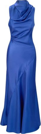 Staud Abito lungo Frida in seta - Blu