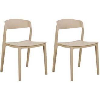 Beliani Set di 2 sedie in plastica impilabili con braccioli senza gambe Sedie da conferenza Design moderno Sala da pranzo Beige Somers