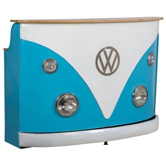 Wanderlust Deco Barra botellero furgoneta de madera y metal azul 150x55x105