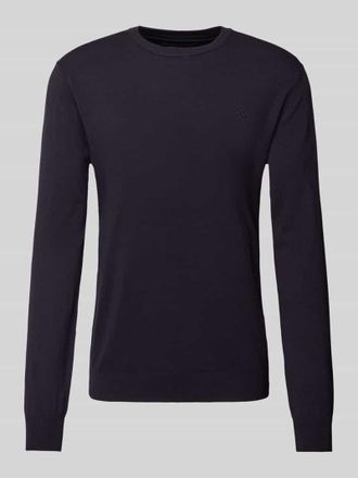 Scotch & Soda Strickpullover mit Logo-Stitching Modell CORE in Dunkelblau, Größe M