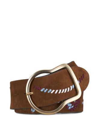 Dorothee Schumacher floral-embroidered belt - women - Calf Suede - 90 - Brown