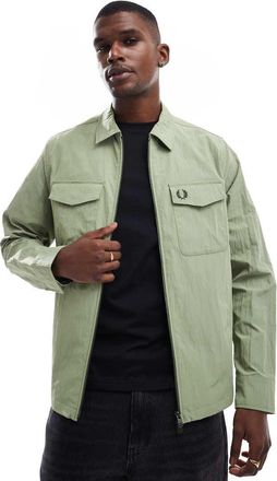 Fred Perry Camicia giacca verde con zip