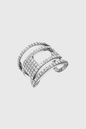Diesel Stainless steel glitz D band ring - Rings - Unisex - Silver