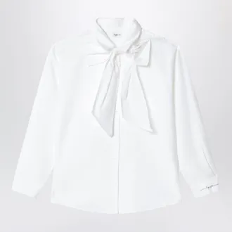 Il Gufo Camicia bianca in cotone con maxi fiocco