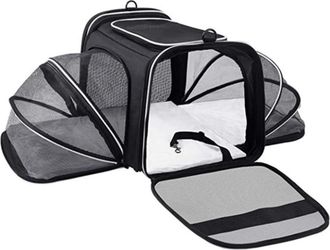 OEM Bolsa Transporte Perro Gato - Malla Transpirable Extensible - Para Avi&oacute;n Tren Coche - Con Almohadilla Desmontable Y Bolsillos Laterales - 1 Unidad