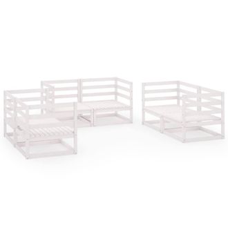 Berkfield Home 6 Piece Garden Lounge Set White Solid Pinewood