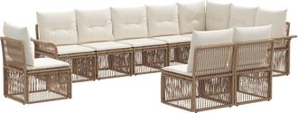 vidaXL Conjunto De Sof&aacute;s De Jard&iacute;n 10 Uds. Beige Rat&aacute;n Sint&eacute;tico Vidaxl