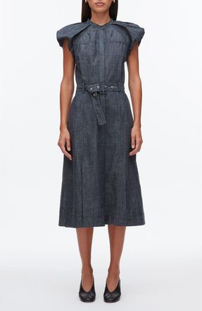 3.1 Phillip Lim Short Sleeve Denim Dress in Washed Indigo at Nordstrom, Size 10