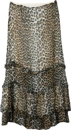 Ganni Rokken, Dames, Bruin, M, Ganni lange voile rok