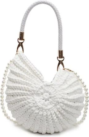 Generic Shell Purse For Women Summer Beach Crossbody Bag, Beaded Shell Bag Summer, Tote Bag, Sea Shell Clutch Shoulder Handbag With Pearl Strap (White)