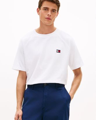 Tommy Hilfiger Mens Flag Elevated T-Shirt in White Cotton - Size X-Large