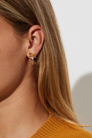 Valentino Garavani Earrings With Logo, Womens, Gold
