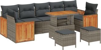 vidaXL Vidaxl - Garden Sofa Set with Cushion 10 pcs Grey 90 x 55 x 71 cm