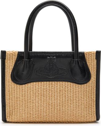 Vivienne Westwood Tory Small Leather and Raffia Tote Cross-body bag - Natural - One Size
