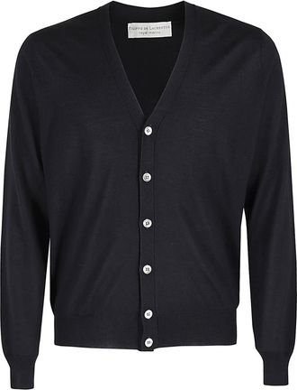 FILIPPO DE LAURENTIIS Merino wollen vest - Heren - Vesten - Blauw - 4XL - Wol - Truien & Vesten
