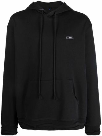 Ader Error logo-patch drawstring hoodie - unisex - Cotton - 1 - Black