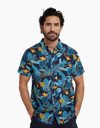 Mountain Warehouse Mens Mountain Warehouse Mens Tropical Short-Sleeved Shirt - Blue - Size: 40/Regular