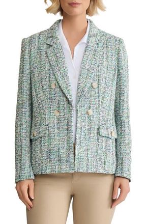 Jones New York Faux Double Breasted Tweed Jacket in Kelly Multi at Nordstrom, Size X-Large