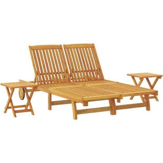 vidaXL Sun Lounger Reclining Brown Solid Acacia Wood vidaXL