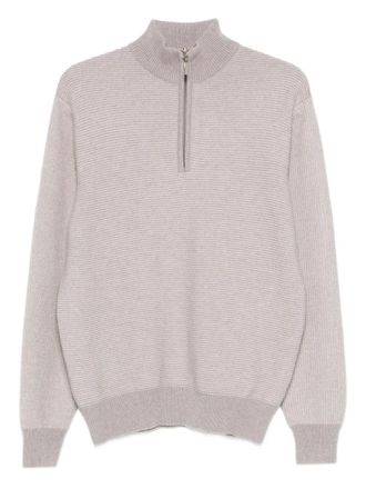 Doriani Cashmere zip ribbed sweater - men - Cashmere - 48 - Neutrals
