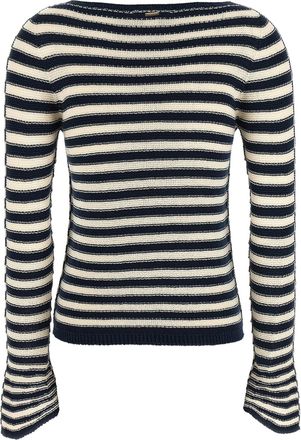 Twin-Set Striped Knit Sweater - Navy