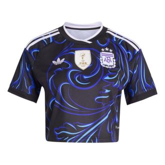 adidas (WMNS) adidas Argentina 26 Away Cropped Jersey Asia Sizing Black Lucid Blue Blue Burst KE5984