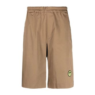 Barrow Barrow, Korte Broeken, Heren, Bruin, S, Katoen, Bermuda Shorts met Logo-patch
