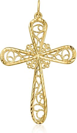 Ross-Simons Italian 10kt Yellow Gold Filigree Cross Pendant