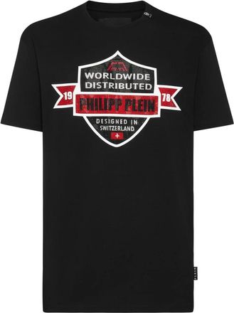 Philipp Plein T-shirt met ronde hals en logo - Heren - T-shirts - Zwart - 3XL - Katoen - Tops