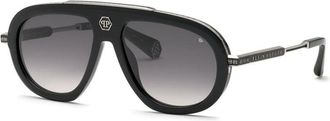 Philipp Plein Philipp Plein Sunglasses Aviator Full Rim, Black Frame And Grey Gradient Lens Spp151V700Y