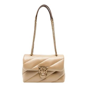 Pinko Love Puff Classic Small - Dames - Schoudertassen - Beige - ONE Size - Leer - Tassen